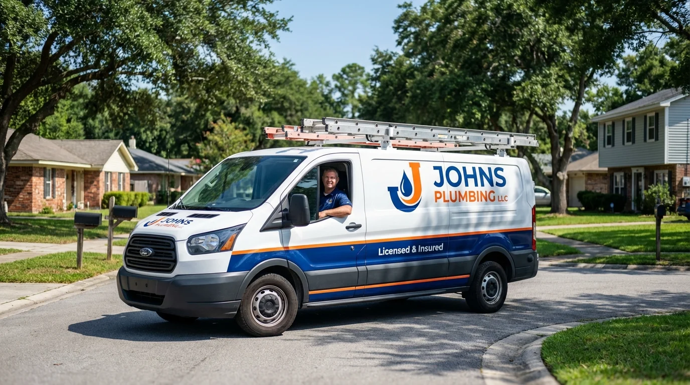Johns Plumbing LLC service van in Hartford City, IN