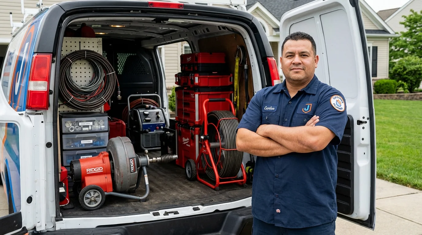 Professional drain cleaning equipment and Johns Plumbing LLC plumber in Hartford City