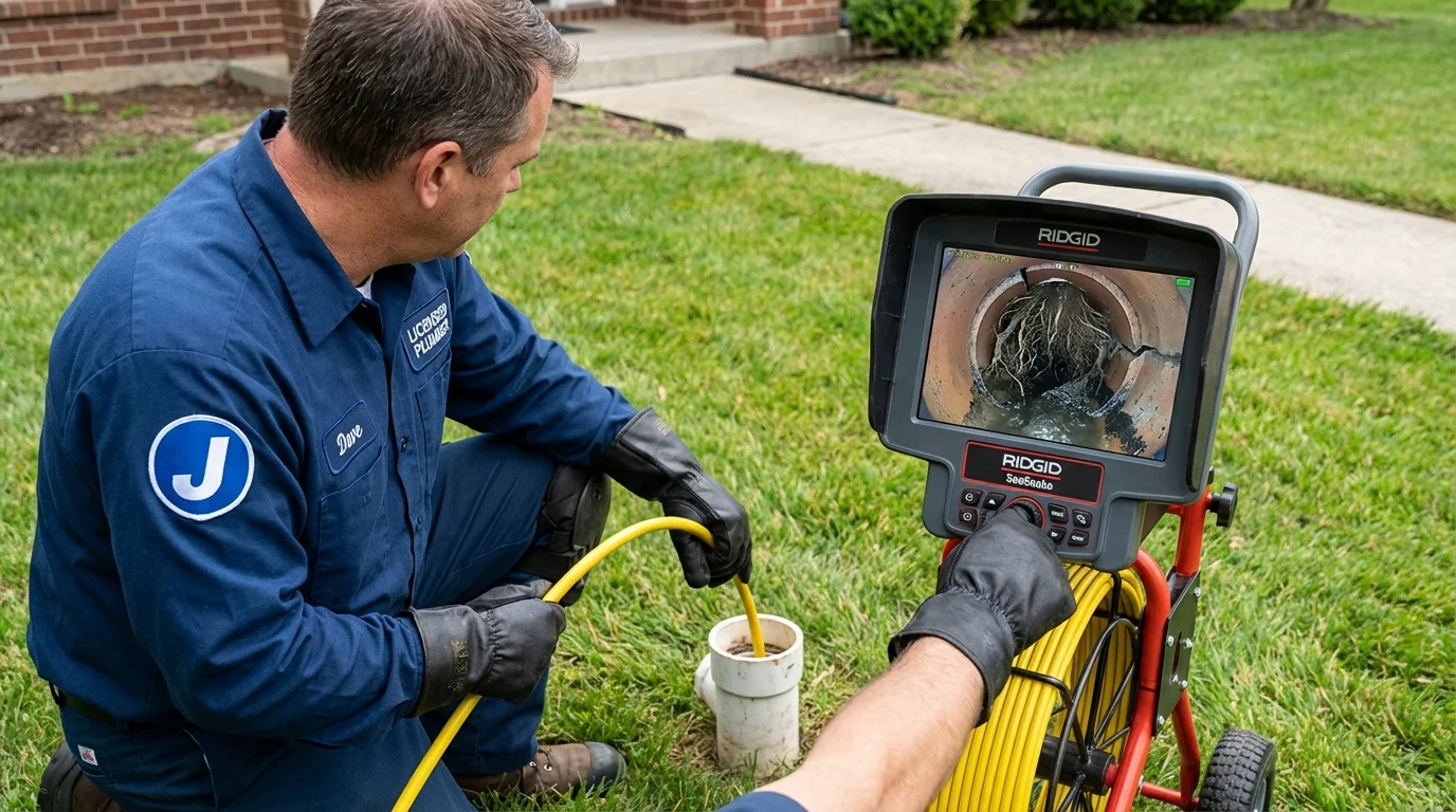 Sewer camera inspection being performed by Johns Plumbing LLC in Hartford City